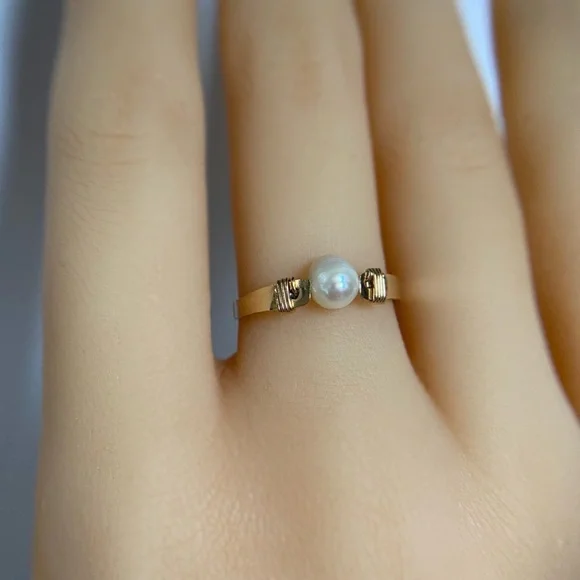 14k Gold filled pearl ring handmade - Picture 4 of 9
